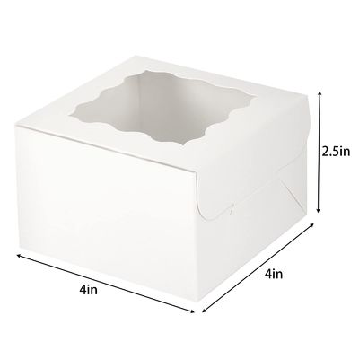 Pequeñas golosinas Cajas blancas de galletas de panadería con ventana 4x4x2.5 pulgadas Embalaje personalizado