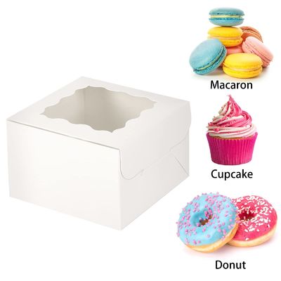 Pequeñas golosinas Cajas blancas de galletas de panadería con ventana 4x4x2.5 pulgadas Embalaje personalizado