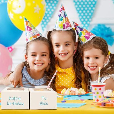 Pequeñas golosinas Cajas blancas de galletas de panadería con ventana 4x4x2.5 pulgadas Embalaje personalizado