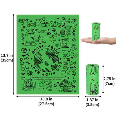 Saco de basura de plástico para mascotas, perros y gatos con un rollo de unidad de material degradable de PE y logotipo OEM