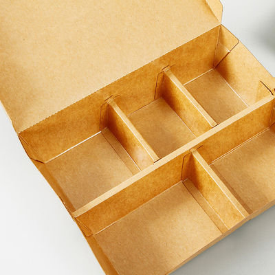 Caja de comida desechable de papel de pasta de madera de 5 cuadrados para envases ecológicos de comida rápida