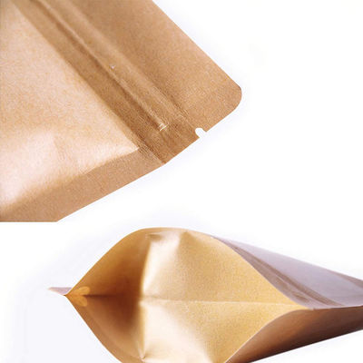 Bolsa de papel Kraft marrón con cierre de cremallera para fácil manejo y almacenamiento