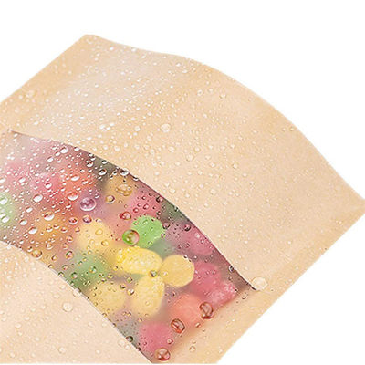 Bolsa de papel Kraft marrón con cierre de cremallera para fácil manejo y almacenamiento