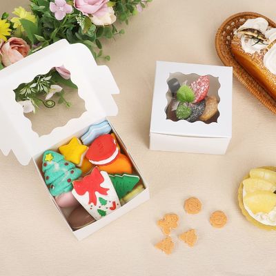 Cajas de pasteles de colores personalizados de 10x10x10 cuadrados para embalaje de postres y pasteles