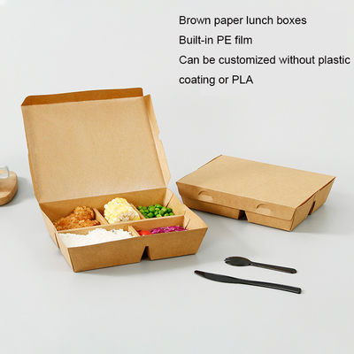 5 cuadrados de caja de comida de papel marrón Envases ecológicos y personalizables para comida rápida