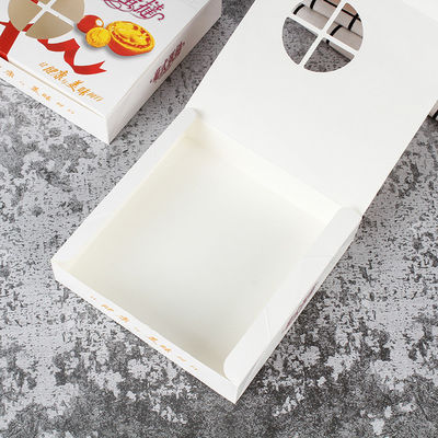 Caja de regalo de pastelería de hornear delicioso embalaje de alimentos con tarjeta blanca de 300G y material W9
