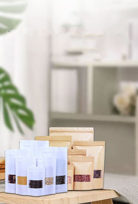 Bolsa de embalaje de alimentos de papel Kraft con cierre de cremallera con diseño autoportante y material PE