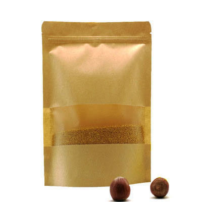 Bolsa de embalaje de alimentos de papel Kraft con cierre de cremallera con diseño autoportante y material PE