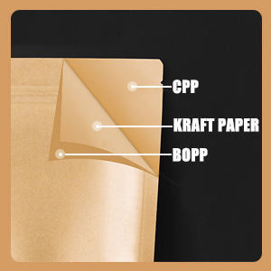 Bolsa de papel Kraft con cerradura de sellado de cierre y ventana transparente de diseño de pie