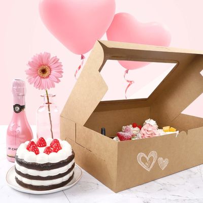 Envasado de ventana Panadería Caja de pastel con inserciones 12 agujeros soporte de pastel en papel Kraft