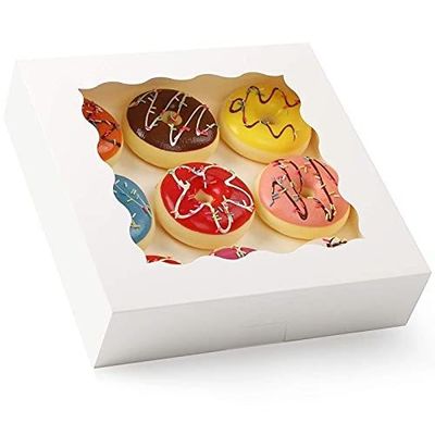 Envasado de ventana Panadería Caja de pastel con inserciones 12 agujeros soporte de pastel en papel Kraft