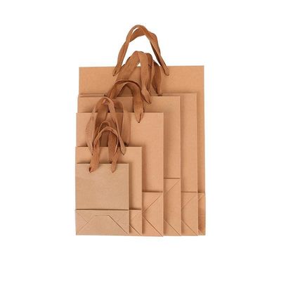 Gravnre Impresión Bolsa de papel Kraft reciclable para productos del hogar Compras de comestibles