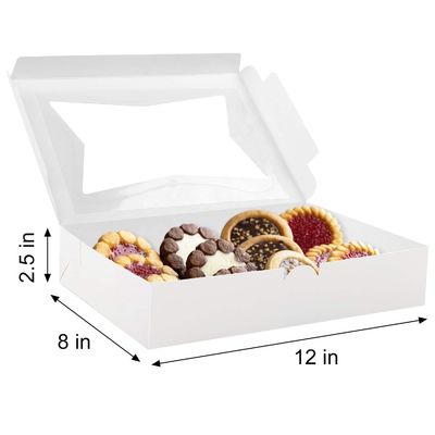 Blanco 12 x 12 x 12 galletas Pastelería Embalaje postres Torta rosquilla caja con ventana transparente