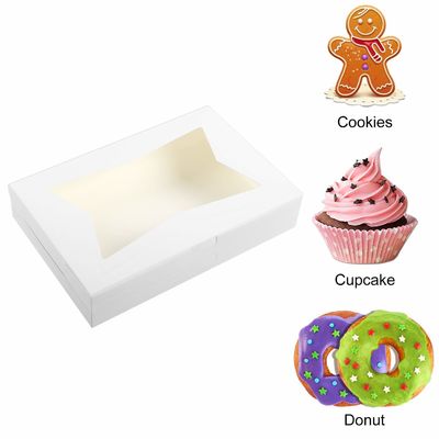 Blanco 12 x 12 x 12 galletas Pastelería Embalaje postres Torta rosquilla caja con ventana transparente