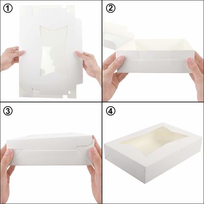 Blanco 12 x 12 x 12 galletas Pastelería Embalaje postres Torta rosquilla caja con ventana transparente