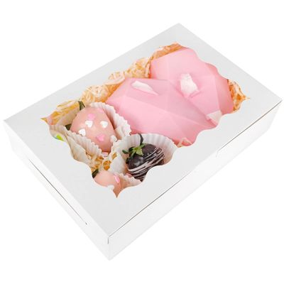 Blanco 12 x 12 x 12 galletas Pastelería Embalaje postres Torta rosquilla caja con ventana transparente
