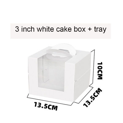 Ventana abierta blanca 3 pulgadas 4 pulgadas 6 pulgadas 8 pulgadas caja de pastel de cumpleaños hecha de papel artesanal sin recubrimiento