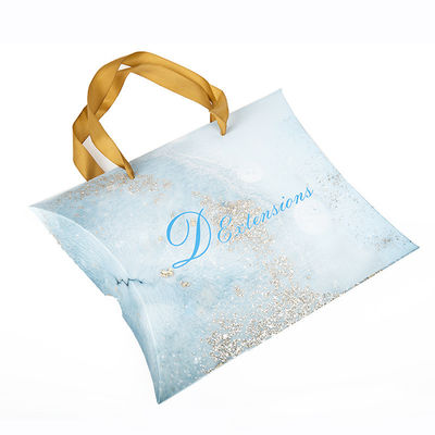 Bolsas de papel personalizadas para extensiones de cabello Embalaje Caja de almohada Kraft con mango de longitud de la mano