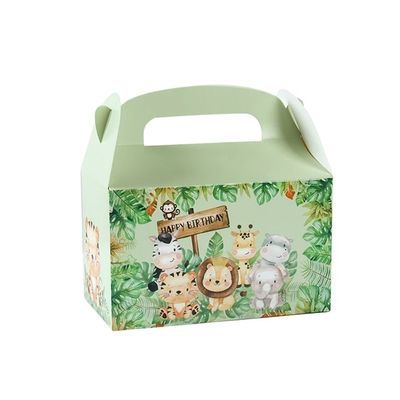 Caja de papel de mano de impresión de animales personalizada para el tema de la selva de los niños cumpleaños y baby shower