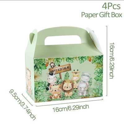 Caja de papel de mano de impresión de animales personalizada para el tema de la selva de los niños cumpleaños y baby shower