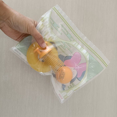 Bolsa de cerradura con doble cremallera duradera en bolsas de almacenamiento de frutas de plástico con cremallera de sándwich