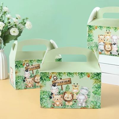Caja de papel de mano de impresión de animales personalizada para el tema de la selva de los niños cumpleaños y baby shower