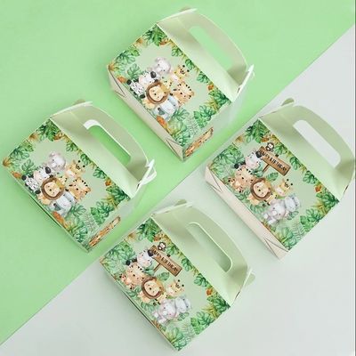 Caja de papel de mano de impresión de animales personalizada para el tema de la selva de los niños cumpleaños y baby shower