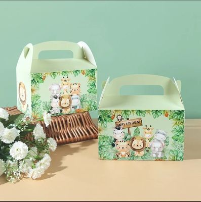 Caja de papel de mano de impresión de animales personalizada para el tema de la selva de los niños cumpleaños y baby shower