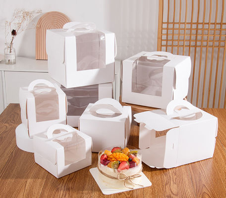 Caja de pastel desechable de ventana grande transparente para pastel de cumpleaños en la panadería