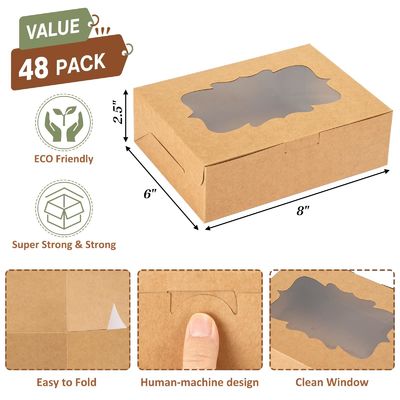 Caja transparente de pasteles de rosquillas de bento pasteles de galletas de galletas con papel kraft de ventana transparente