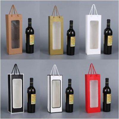 Papel de lujo personalizado de primera marca de embalaje bolsas de botellas de vino para regalos de alcohol de whisky
