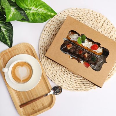 Embalaje de galletas de papel artesanal para panadería con ventana de PVC