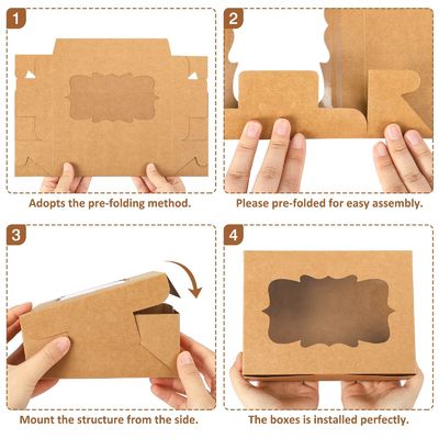 Embalaje de galletas de papel artesanal para panadería con ventana de PVC