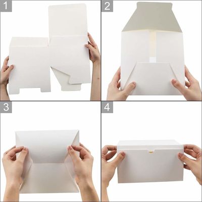 Material de embalaje Blanco 12 paquete 8x8x4 pulgadas de papel cuadrado fiesta de cumpleaños caja de regalo con tapas