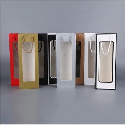 Color personalizado 2 capas de embalaje de papel Kraft botella de vino whisky bolsas de regalo para la moda