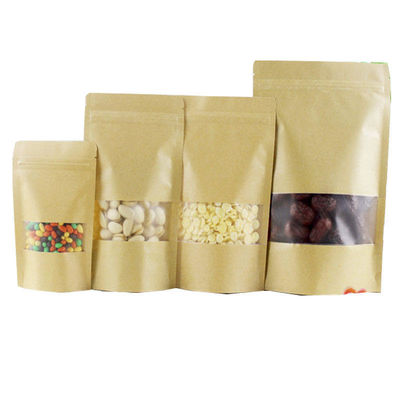 Pedido personalizado aceptado Bolsa de papel Kraft certificada SGS con ventana y cremallera