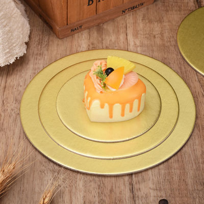 Tableros de pastel dorados de cartón Bebidas alimenticias suaves Tambor de pastel redondo para la tienda de pasteles