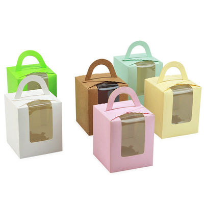 Caja de pasteles de ventana abierta de color sólido personalizada para el embalaje de pasteles de boda