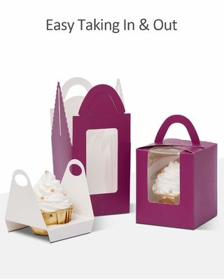 2.5 pulgadas de altura logotipo personalizado transparente de plástico taza de tarta caja con ventana inserción y mango