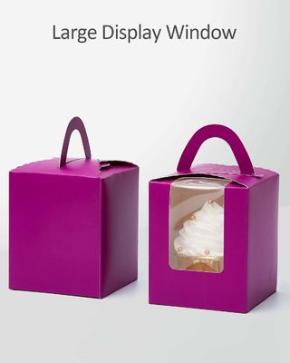 2.5 pulgadas de altura logotipo personalizado transparente de plástico taza de tarta caja con ventana inserción y mango