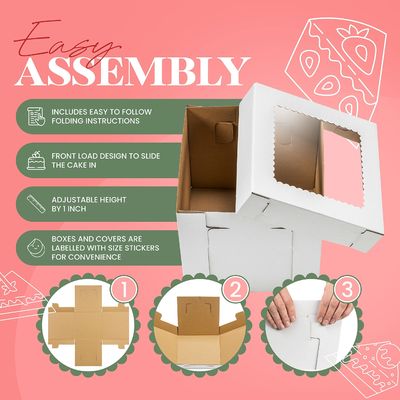 Cajas de pastel personalizadas certificadas ISO9001 para bodas y cumpleaños 10x10x5 20x20x8