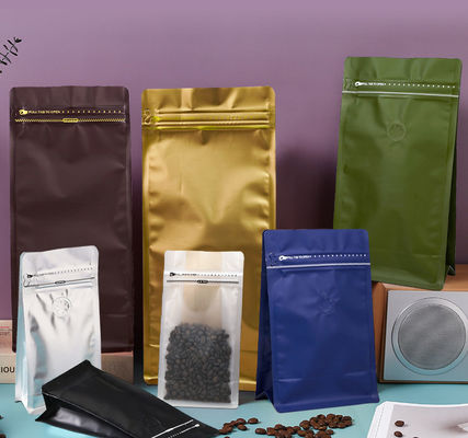Llegadas 8 bolsas de café de aluminio lateral con válvula y cremallera