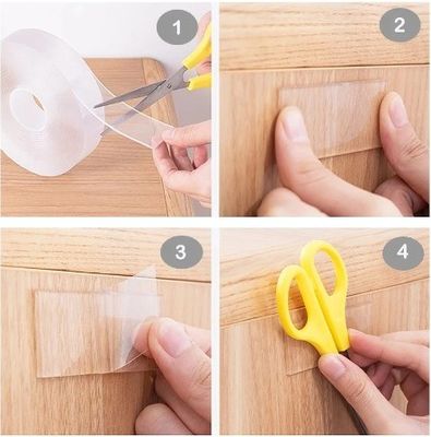 3 metros de cinta adhesiva de doble cara transparente y reutilizable para sellar alfombras y puertas